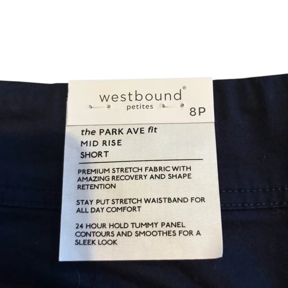 NWT Navy Blue Mid Rise Shorts | Size 8P - Picture 6 of 7